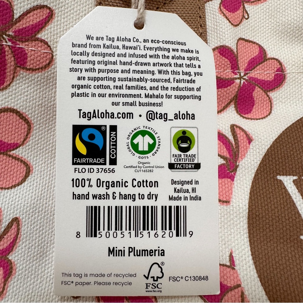 Whole Foods Hawai‘i Tag Aloha Organic Canvas Mini Tote NWT - Picture 6 of 6